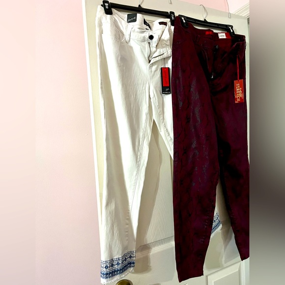 EARL Jeans: WHITE (Skinny Ankle) w/BLUE 🧵EMBROIDERED HEM-Denim, SIZE 12P, NWT! - Picture 6 of 14